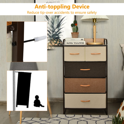 Dreamade Sturdy Steel Frame & Wooden Top Vertical Organizer Unit for Closets, Bedroom Utility Dresser Chest (23 x 11.5 x 39 inch)