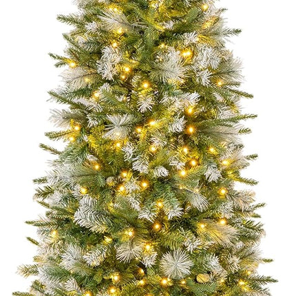 Dreamade 6ft / 7.5ft / 9ft Pre-Lit Pencil Christmas Tree with Flocked Frosted Tips & LED Lights