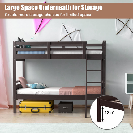 Dreamade Twin Over Twin Bunk Bed, Solid Wood Twin Bunk Bed Convertible Into Two Individual Beds