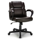 Dreamade Office Chair,w/ Padded Armrests, Height Adjustable Swivel Task Chair (Dark Brown)