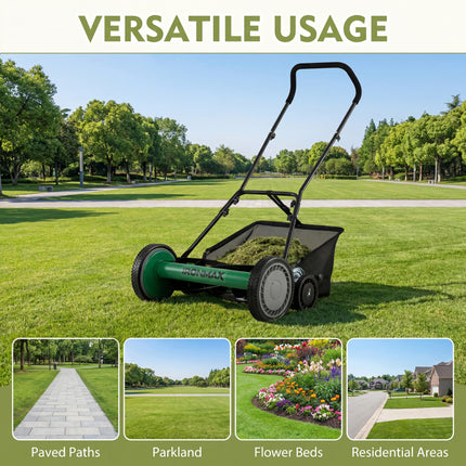 DREAMADE Manual Reel Mower, 18" Push Reel Lawn Mower, Green