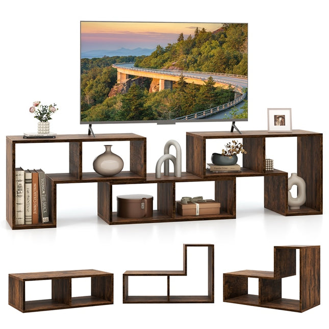 DREAMADE 3 Piece TV Stand, Modular TV Console with Bookshelves, Free Combination w/Storage Cubes for 50 to 65 Inch TV
