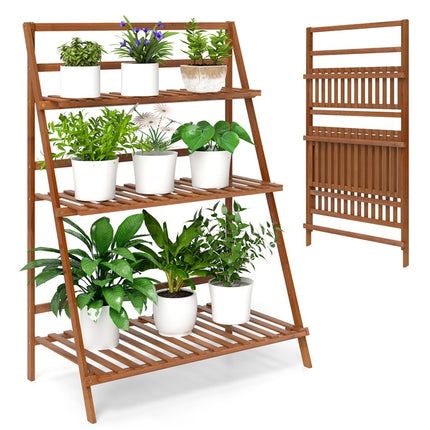 DREAMADE 3-Tier Bamboo Plant Stand, Ladder Plant Shelf