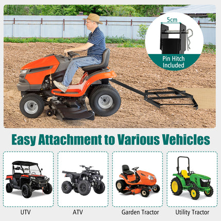 DREAMADE 66" Driveway Drag Harrow, Tow Behind Landscape Harrow