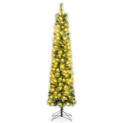 DREAMADE 7 FT Pre-Lit Pencil Christmas Tree, Artificial Xmas Tree
