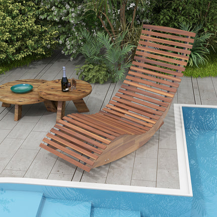 DREAMADE Outdoor Rocking Chair, Wooden Garden Lounger with Acacia Wood Frame