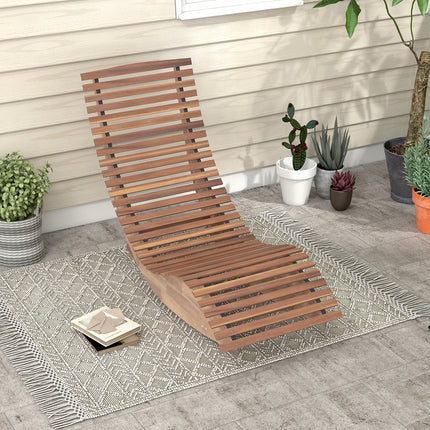 DREAMADE Outdoor Rocking Chair, Wooden Garden Lounger with Acacia Wood Frame