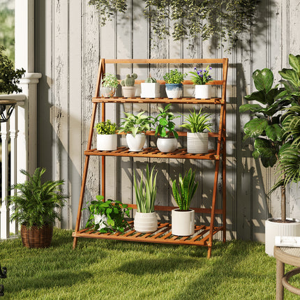 DREAMADE 3-Tier Bamboo Plant Stand, Ladder Plant Shelf