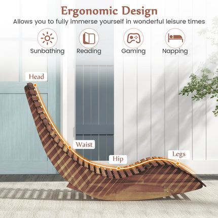 DREAMADE Outdoor Rocking Chair, Wooden Garden Lounger with Acacia Wood Frame