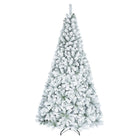 Dreamade 6FT/9FT Artificial Christmas Tree Unlit Flocked Xmas Tree with Full Branch Tips & Folding Metal Stand