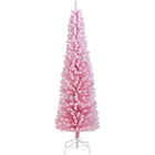 Dreamade 5ft / 6ft Pink Slim Pencil Christmas Tree | Snow Flocked Skinny Xmas Full Tree