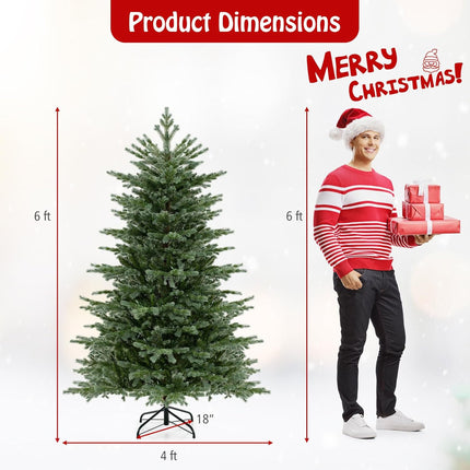 Dreamade 5ft / 6ft / 7ft Pre-Lit Artificial Christmas Tree with Lush PVC & PE Tips Warm White LED Lights