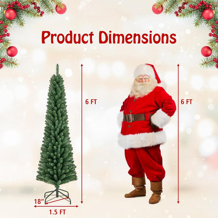 Dreamade 5ft / 6ft / 7ft / 8ft Artificial Skinny Xmas Tree with Quick Shape Technology