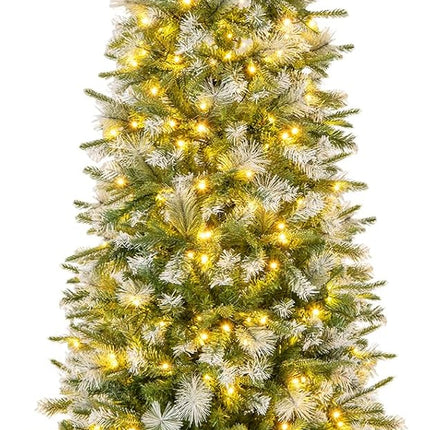 Dreamade 6ft / 7.5ft / 9ft Pre-Lit Pencil Christmas Tree with Flocked Frosted Tips & LED Lights