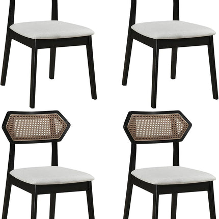 Dreamade Wood Dining Chairs Set of 2/4 Rattan Upholstered with Solid Wood Frame