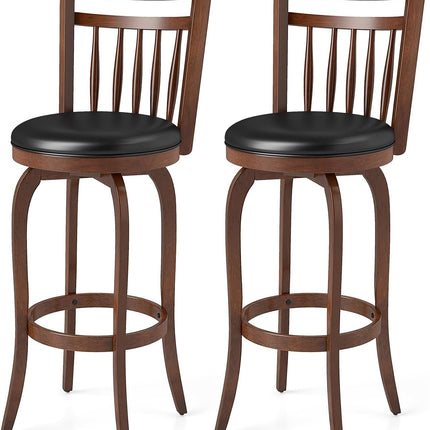 Dreamade Swivel Bar Stools Set of 2, 24 Inch Counter Height Barstools | 360° Rotating Bar Chairs w/Footrest