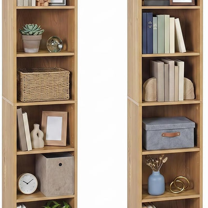 Dreamade 8-Tier Tall Narrow Media Tower Rack with 4 Adjustable Shelves (1/2)