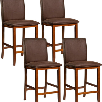 Dreamade 26" Bar Stools Set of 2/4 Upholstered Counter Height Bar Chairs with Solid Rubber Wood Legs