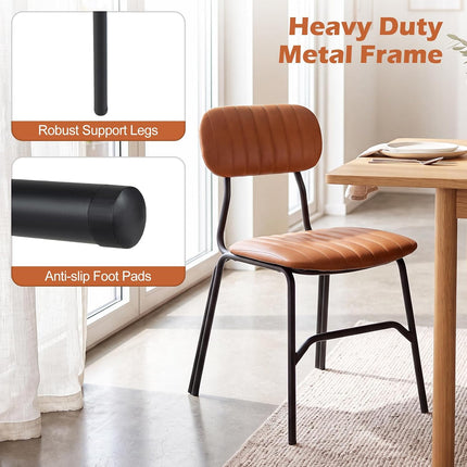 Dreamade Metal Dining Chairs PU Leather Upholstered Kitchen Chairs | Modern Dining Room Chair w