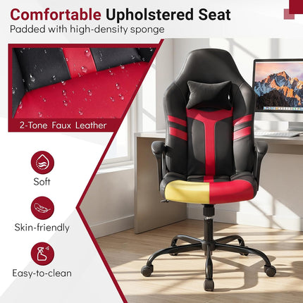 Dreamade Faux Leather Upholstered Office Chair w/Removable Head Pillow