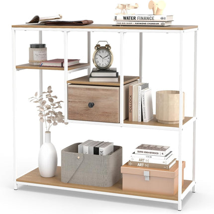 Dreamade 40 Inch Console Sofa Table with Open Storage Shelves and Removable Drawer