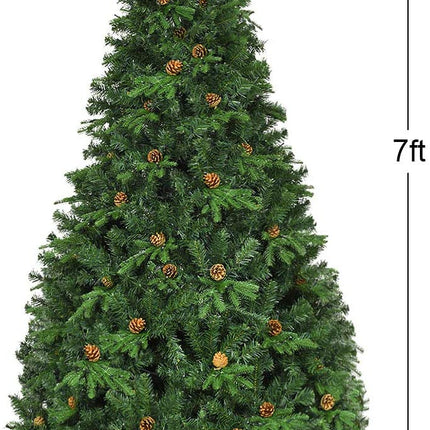 7ft Pre-Lit Artificial Christmas Tree, Premium Spruce Hinged Tree with 460 LED Lights - DreamadeUS