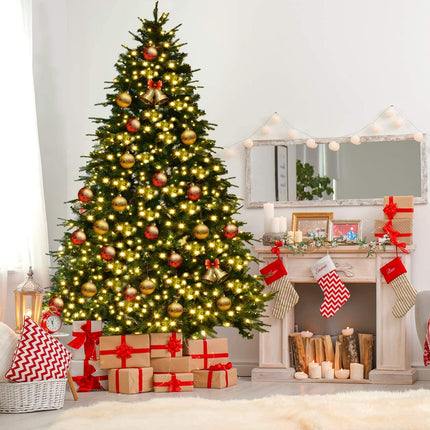 7.5FT Artificial Christmas Tree Pre-Lit Spruce Hinged Tree - DreamadeUS