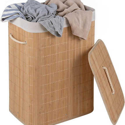 Dreamade 19 Gal Bamboo Laundry Hamper w/Removable Liner & Portable Handles