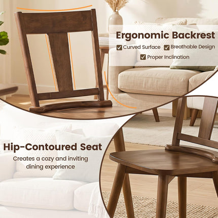 Dreamade Wooden Dining Chairs Set of 2, Solid Wood Kitchen Chairs | Modern Farmhouse Dining Room Chairs w/Hollowed Backrest