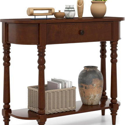 Dreamade 36" Wooden Entryway Table with Storage Drawer & Open Shelf