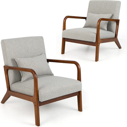 Dreamade Modern Accent Chair with Pillow - Comfy Upholstered Lounge Armchair with Anti-Slip Felt Pads