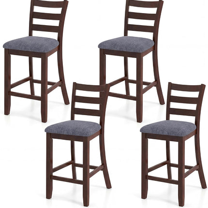 Dreamade 26 Inch Farmhouse Upholstered Wooden Barstools with Footrest (2/4)