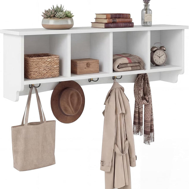 Dreamade Wall Mounted Coat Rack with 4 Cubbies & 5 Double Hooks