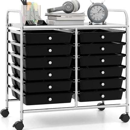 12 Drawers Rolling Cart for Office School Supplies - 25” x 15” x 24.5”