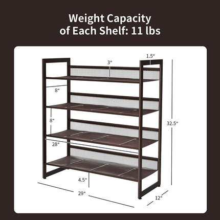 4-Tier Metal Shoe Rack, Shoe Storage Organizer - Dreamadeus