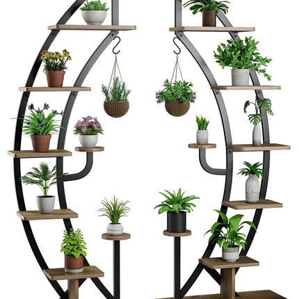 Dreamade 6 Tier Metal Plant Stand Indoor, 61" Half Moon Plant Shelf