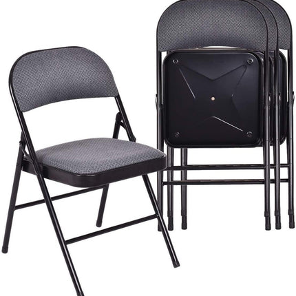 4-Pack Folding Chairs with Metal Frame and Fabric Upholstered Padded Seat - Dreamadeus