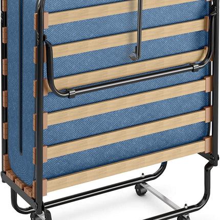 Dreamade Folding Bed with Mattress for Adults, 75" x 32" Rollaway Guest Beds w/ 3 Inch Foam Mattress & Sturdy Metal Frame
