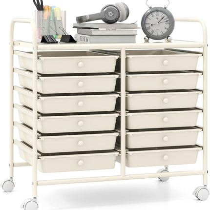 12 Drawers Rolling Cart for Office School Supplies - 25” x 15” x 24.5”