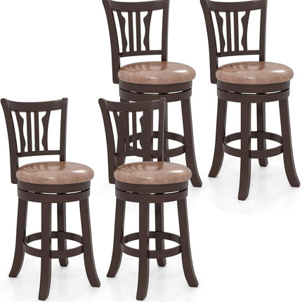 Dreamade 26" Upholstered Counter Height Swivel Bar Stools Set of 2/4 with Back and Solid Rubber Frame