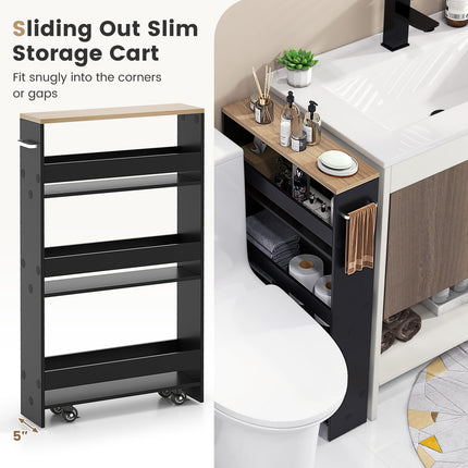 DREAMADE Slim Storage Cart, 4 Tier Narrow Storage Cabinet Between Washer and Dryer