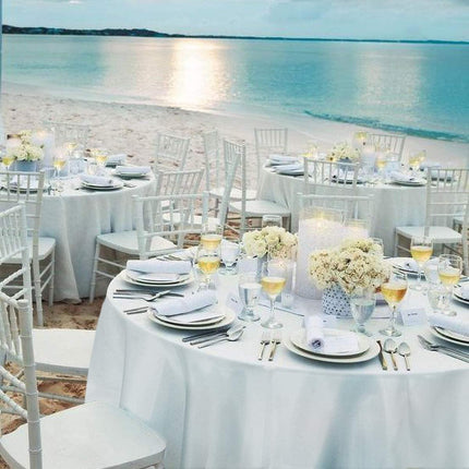 10 Pcs Round White Tablecloth 120-Inch, Premium Polyester Table Cover (White, 120") - Dreamadeus