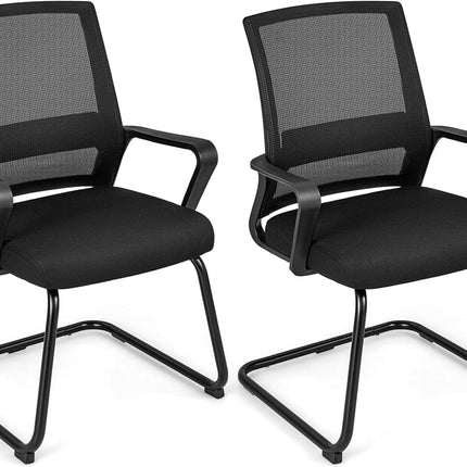 Dreamade Office Guest Chair, Office Guest Conference Chair w/Lumbar Support Ergonomic Backrest