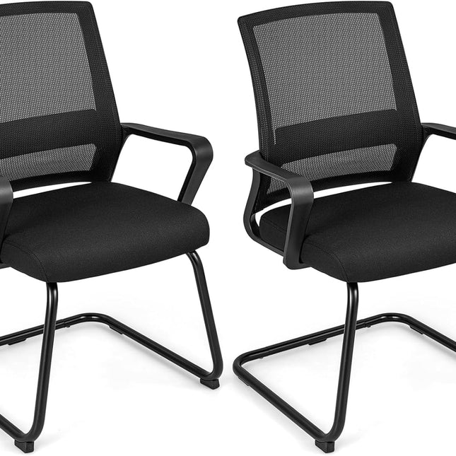 Dreamade Office Guest Chair, Office Guest Conference Chair w/Lumbar Support Ergonomic Backrest