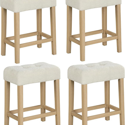 Dreamade Sherpa Bar Stools, 24" Counter Height Kitchen Bar Stools with Cushioned Seat
