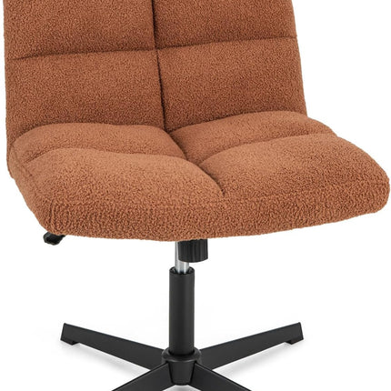 Dreamade Cross Legged Office Chair, Faux Fur Armless Desk Chair with Wide Seat