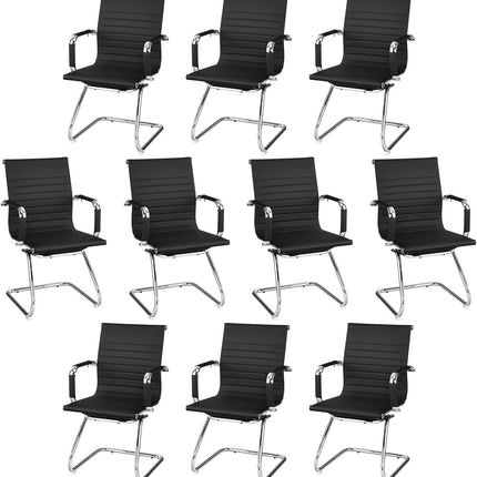 Dreamade Conference Chair Set of 4 Heavy Duty PU Leather W/Protective Arm Sleeves