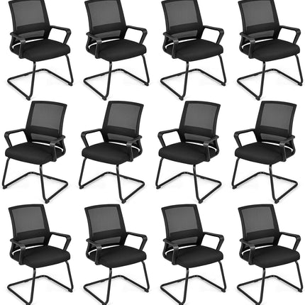 Dreamade Office Guest Chair, Office Guest Conference Chair w/Lumbar Support Ergonomic Backrest
