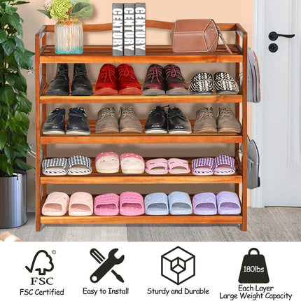 5-Tier Wood Shoe Rack Entryway Shoe Shelf Storage Organizer - Dreamade