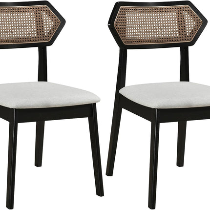 Dreamade Wood Dining Chairs Set of 2/4 Rattan Upholstered with Solid Wood Frame